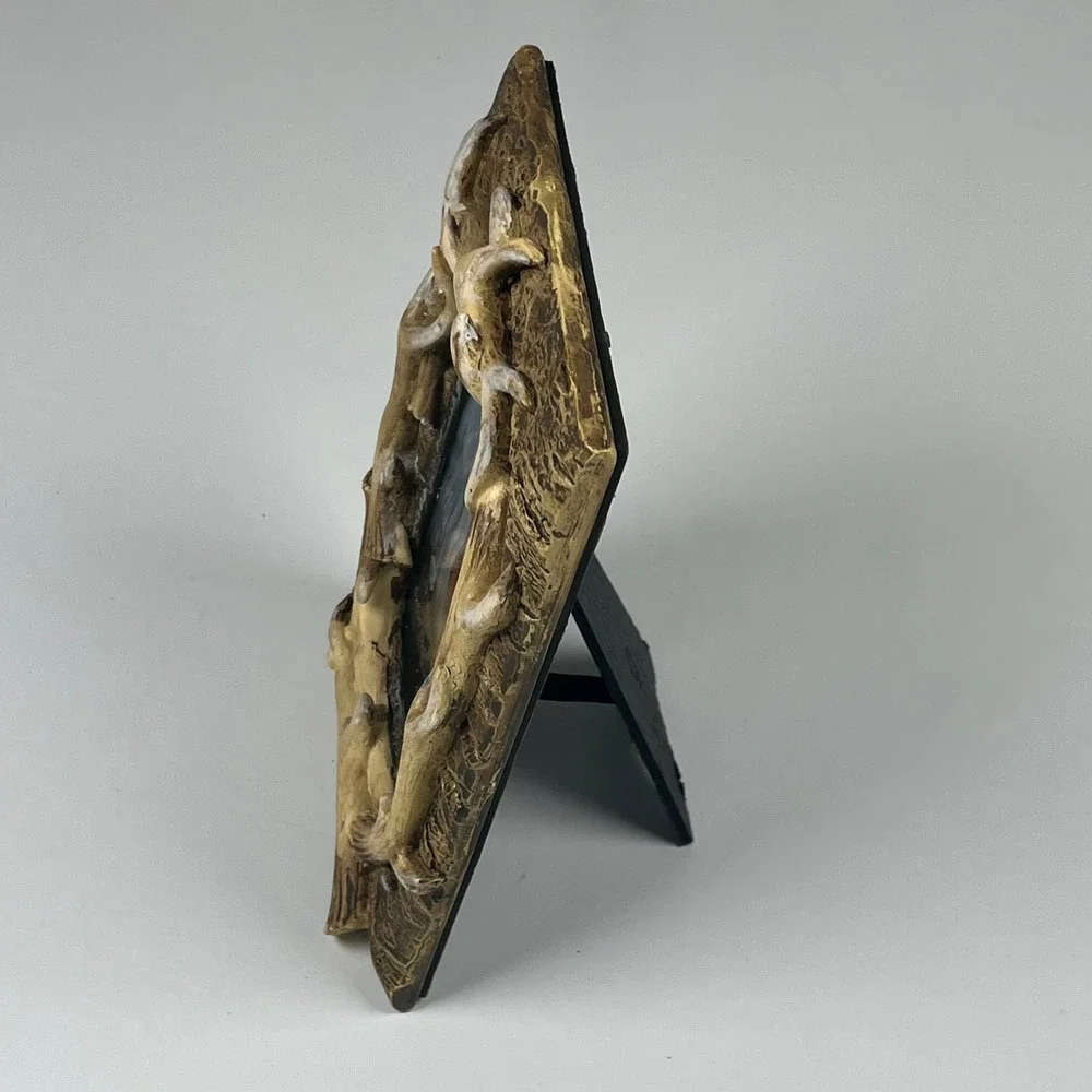 Burnes of Boston 4x6 Rustic Antler Picture Frame Faux Bark Lodge Decor Brown